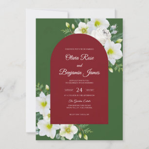 Convite Casamento com Flor Silvestre da Floresta Carmesim
