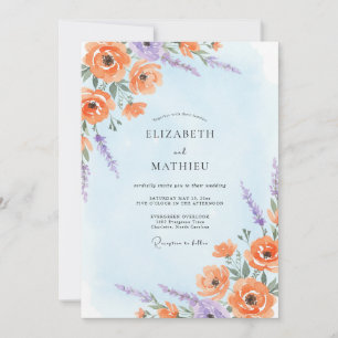 Convite Casamento com Flor Silvestre de Peônia Rosa Desbot