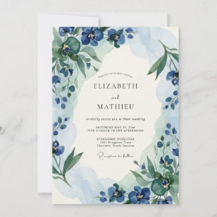 Convite Casamento com Flor Silvestre de Sálvia Índigo