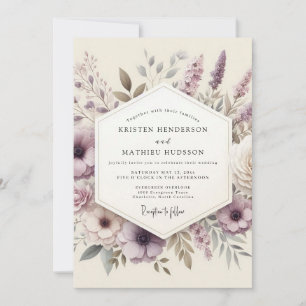 Convite Casamento com Flor Silvestre Etérea de Lavanda