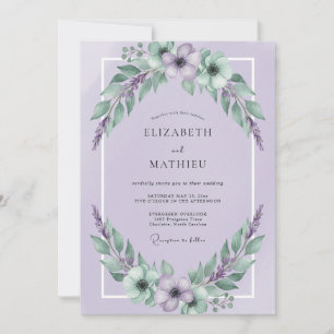 Convite Casamento com Flor Silvestre Lavanda