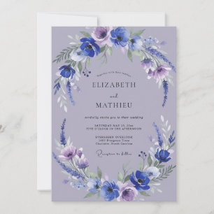 Convite Casamento com Flor Silvestre Lilás Ameixa