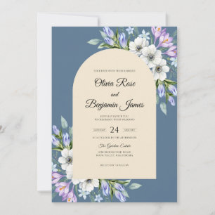 Convite Casamento com Flor Silvestre Lilás Ardósia