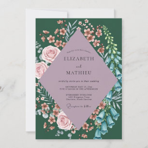 Convite Casamento com Flor Silvestre Lilás da Floresta