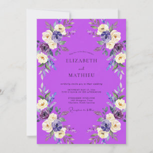 Convite Casamento com Flor Silvestre Roxa Vibrante