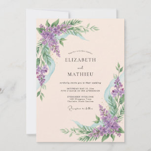 Convite Casamento com Flora Botânica de Lavanda
