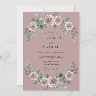 Convite Casamento com Flora de Rosado Botânico Rosa