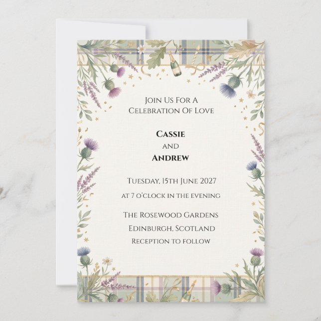 Convite Casamento com Flora e Verdura Azul (Frente)