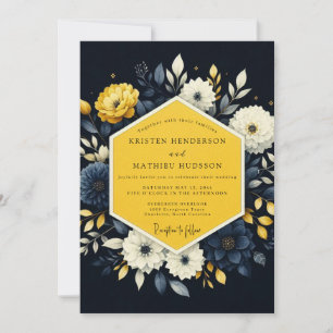 Convite Casamento com Flora Noturna Açafrão