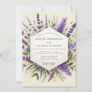 Convite Casamento com Flora Provençal de Lavanda