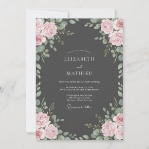 Convite Casamento com Flora Rosa e Carvão