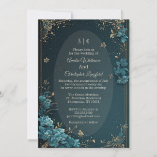 Convite Casamento com Florais de Luxo Vitoriano Vintage Pa