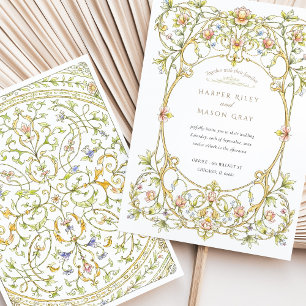 Convite Casamento com Floral em Aquarela e Trabalho de Enr