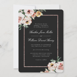 Convite Casamento com Floral Preto
