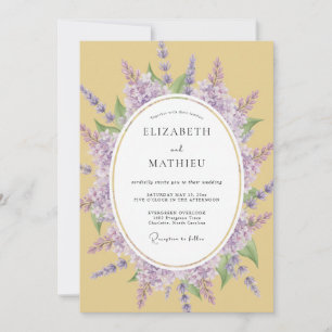 Convite Casamento com Floreio Artístico Lilás