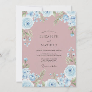 Convite Casamento com Flores Azuis Celestes
