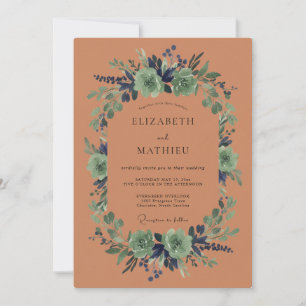 Convite Casamento com Flores Botânicas de Terracota
