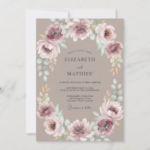 Convite Casamento com Flores Botânicas Malva