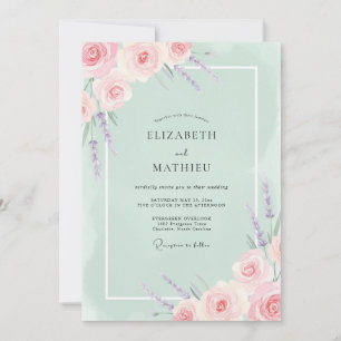 Convite Casamento com Flores Botânicas Rosa Pastel