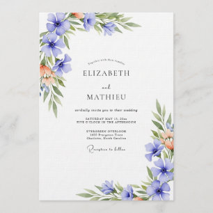 Convite Casamento com Flores de Aguarela Vinca