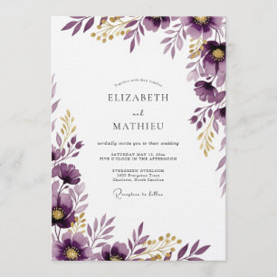 Convite Casamento com Flores de Ameixa Pintadas
