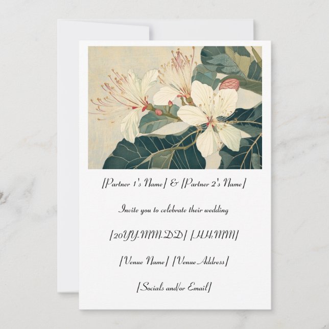 Convite Casamento com Flores de Basswood Americanas (Frente)