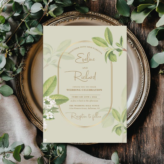 Convite Casamento com flores de cereja branca primavera de (Watercolor spring white cherry blossom wedding invitation)