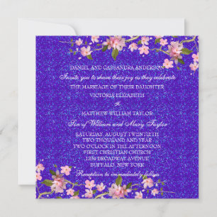 Convite Casamento com Flores de Cerejeira Japonesa Rosa
