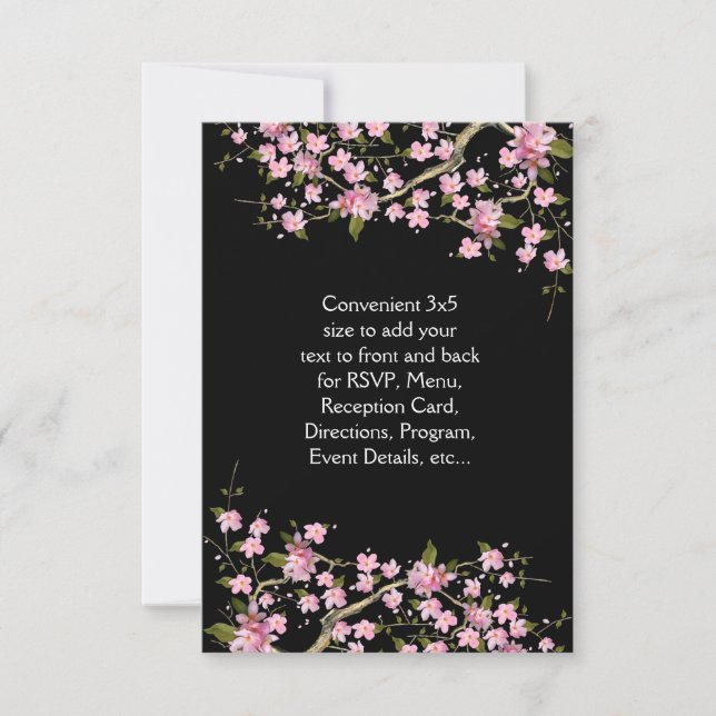 Convite Casamento com Flores de Cerejeira Japonesa Rosa (Frente)