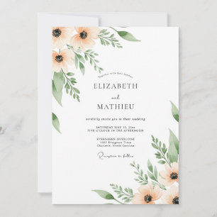 Convite Casamento com Flores de Cerejeira Pintadas