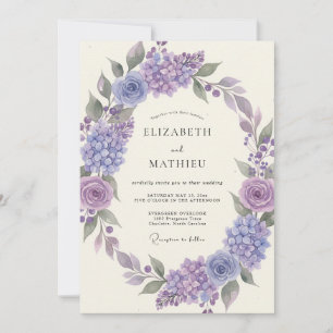 Convite Casamento com Flores de Lavanda Pintadas