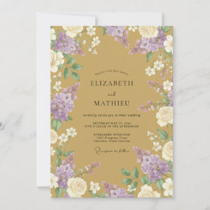 Convite Casamento com Flores de Lilás Exuberantes