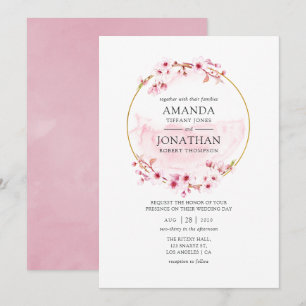Convite Casamento com flores de Primavera de cerejeira geo