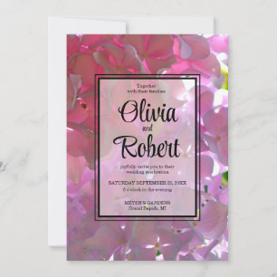 Convite Casamento com flores de vassoura-rosa elegante