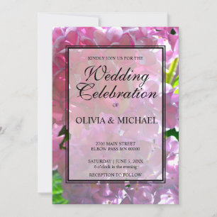 Convite Casamento com flores de vassoura-rosa elegante