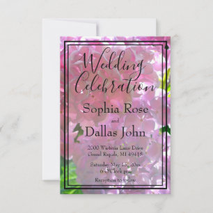 Convite Casamento com flores de vassoura-rosa elegante