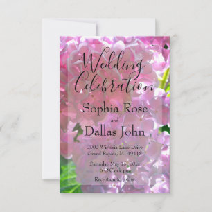 Convite Casamento com flores de vassoura-rosa elegante