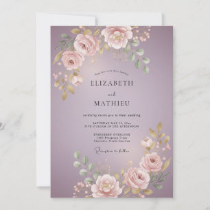 Convite Casamento com Flores Delicadas de Lavanda