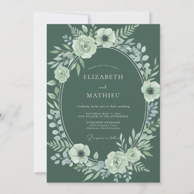 Convite Casamento com Flores Etéreas de Salvia (Frente)