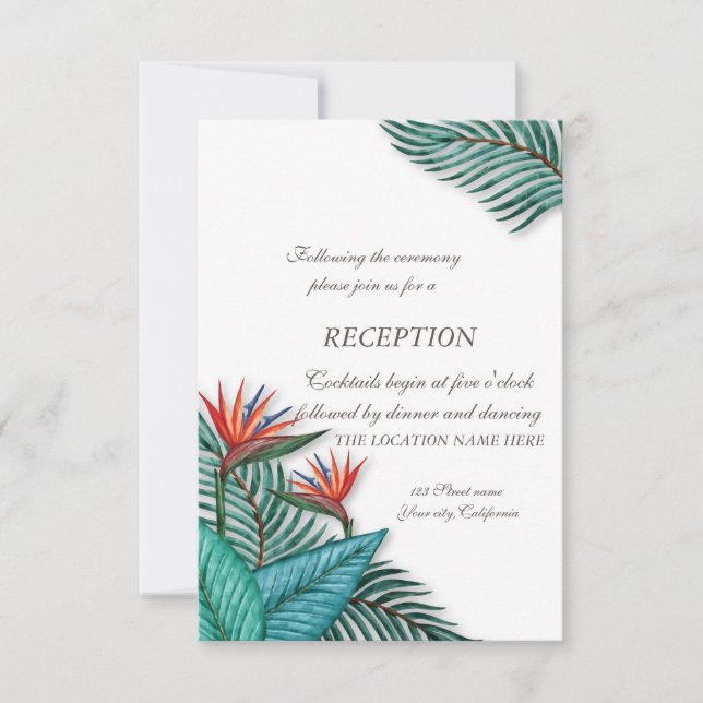 Convite Casamento com Flores Exóticas Tropicais (Frente)