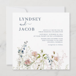 Convite Casamento com flores selvagens Elegant Watercolor