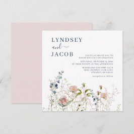 Convite Casamento com flores selvagens Elegant Watercolor
