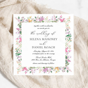 Convite Casamento com flores selvagens roxas de Lavanda el