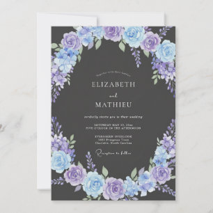 Convite Casamento com Florescer Pintado de Violeta Azul