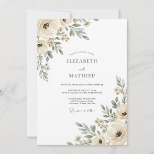 Convite Casamento com Florescimento Etéreo de Creme