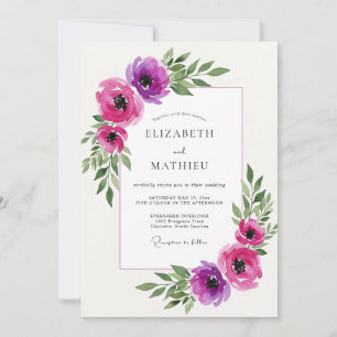 Convite Casamento com Florescimento Etéreo Magenta