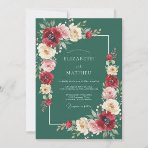 Convite Casamento com Florescimento Pintado em Plumagem Pr