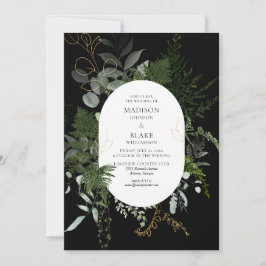 Convite Casamento com Floresta Chic Black Greenery