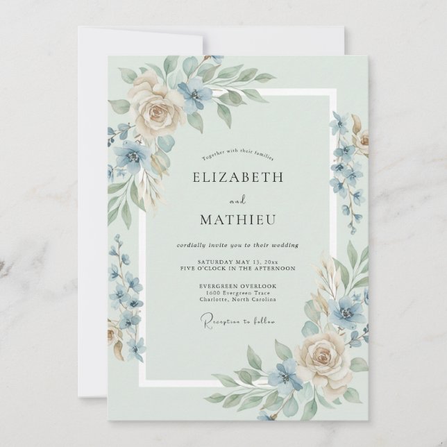 Convite Casamento com Folha de Aço Champanhe (Frente)