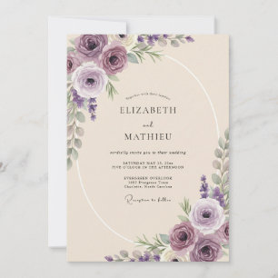 Convite Casamento com Folha de Ámora Violeta